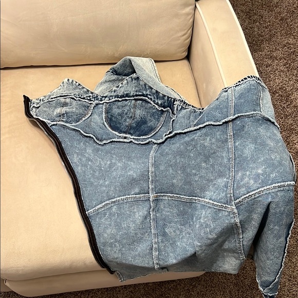 Denim Asymmetrical Zip Dress - Picture 7 of 7